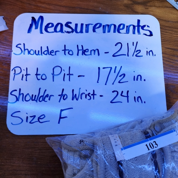 Ray Cassin Button Up Cardigan Beige Sweater Size F see photos for measurements. - Picture 8 of 8